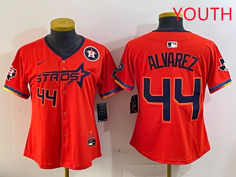 Youth Houston Astros #44 Alvarez Orange Fourth generation Joint Name Nike 2025 MLB Jersey style 5